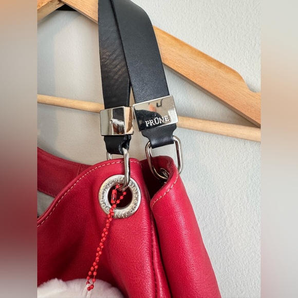 Prune red leather hobo bag w hello kitty car bag charm boho - Picture 3 of 14